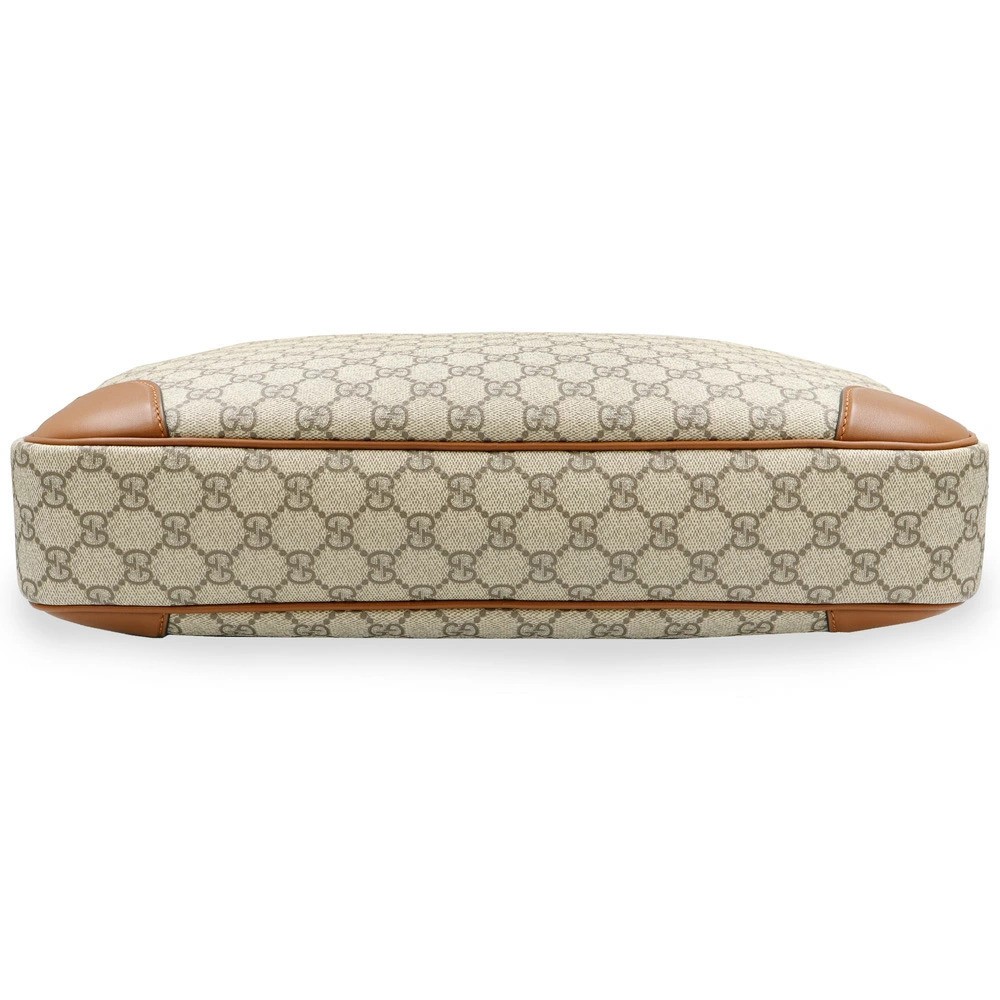 Gucci GG Emblem Briefcase Shoulder Handbag Supreme Canvas Leather Beige Brown - Picture 7 of 10